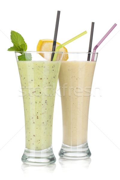 Kiwi and banana milk smoothie Stock photo © karandaev