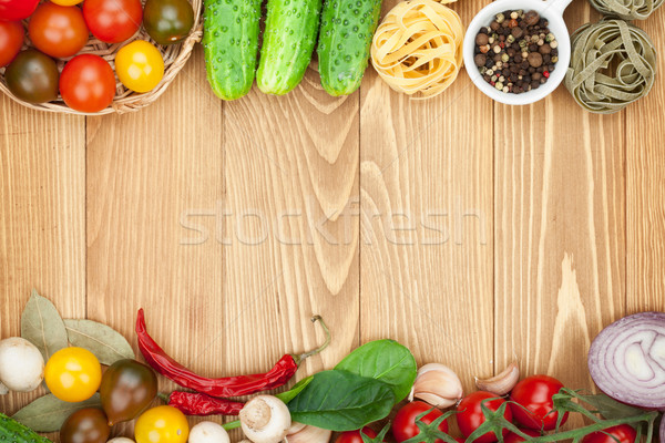 Stockfoto: Vers · ingrediënten · koken · pasta · tomaat · komkommer