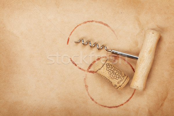 Corkscrew with red wine stains Stock photo © karandaev