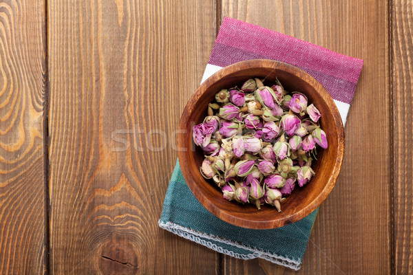 Rózsa íz fűszer fából készült tál asztal Stock fotó © karandaev