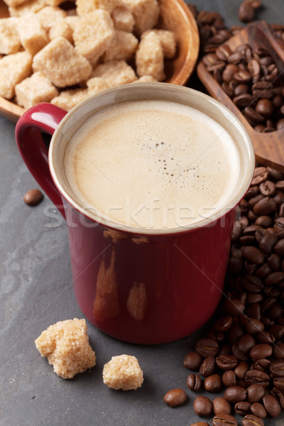 Taza de café frijoles azúcar moreno piedra mesa textura Foto stock © karandaev