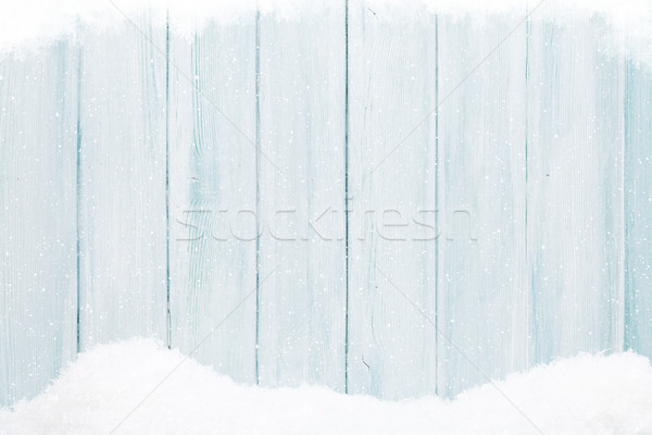 ストックフォト: 青 · 木の質感 · 雪 · 木製 · 壁 · テクスチャ