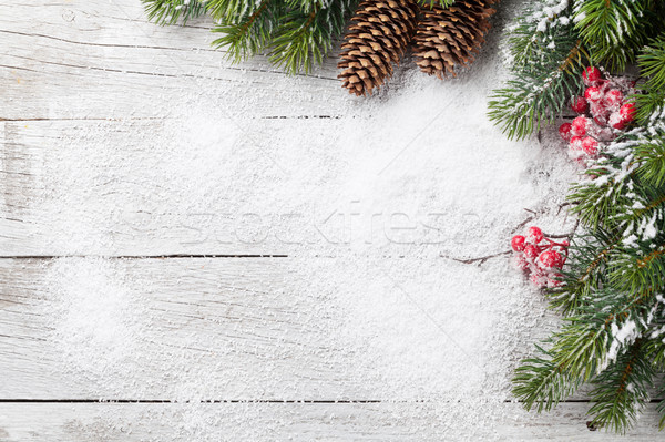 Stock photo: Christmas background with snow fir tree