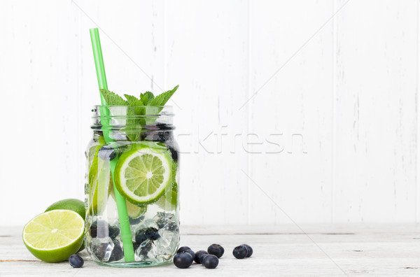 Frescos limonada jar verano frutas bayas Foto stock © karandaev