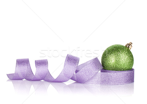 зеленый Рождества безделушка Purple лента Сток-фото © karandaev