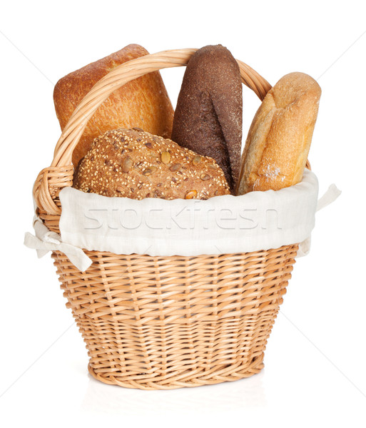 Stockfoto: Picknickmand · brood · geïsoleerd · witte · voedsel