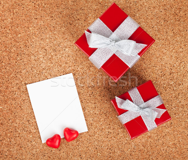 Blank valentines photo frame and small red gift boxes Stock photo © karandaev