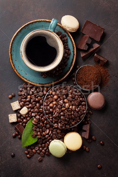 Coffee cup, beans, chocolate Stock photo © karandaev