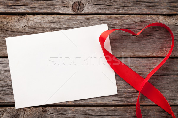 [[stock_photo]]: Saint · valentin · carte · coeur · ruban · carte · de · vœux