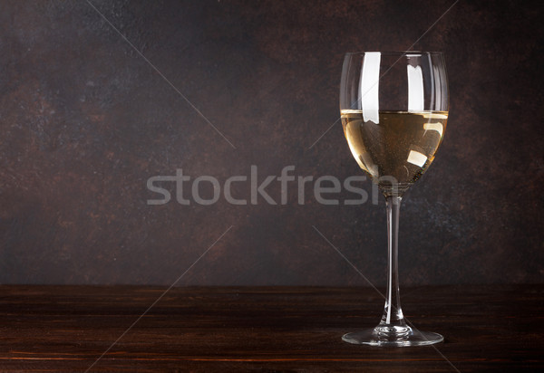 Vin blanc verre tableau noir mur espace de copie alimentaire [[stock_photo]] © karandaev