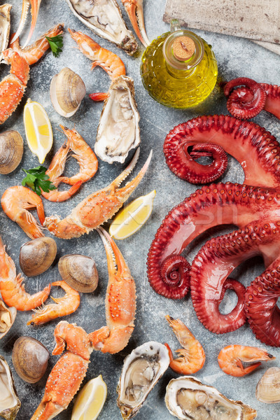 海鮮 章魚 牡蠣 龍蝦 烹飪 頂部 商業照片 © karandaev