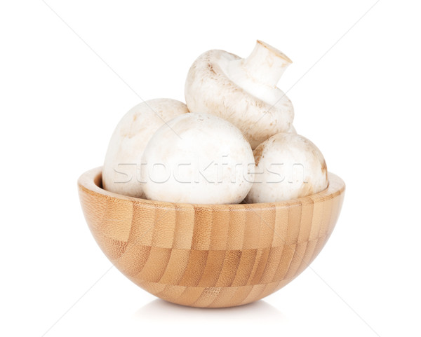 çanak champignon mantar yalıtılmış beyaz ahşap Stok fotoğraf © karandaev
