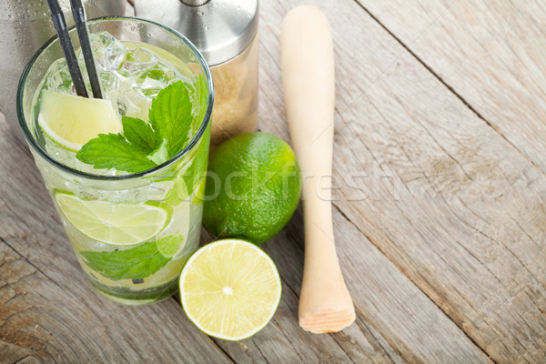 Fresh mojito cocktail and bar utensils Stock photo © karandaev