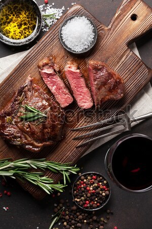 Grilled beef steak and wine Stock photo © karandaev