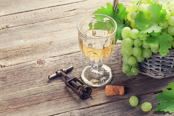 White grape and wine glass Stock photo © karandaev