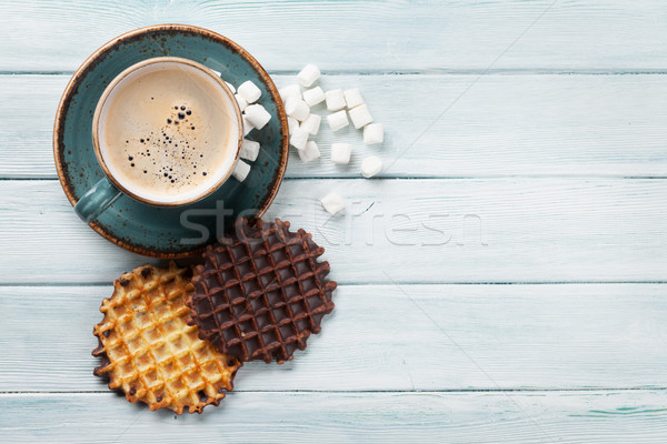 Coffee and waffles Stock photo © karandaev