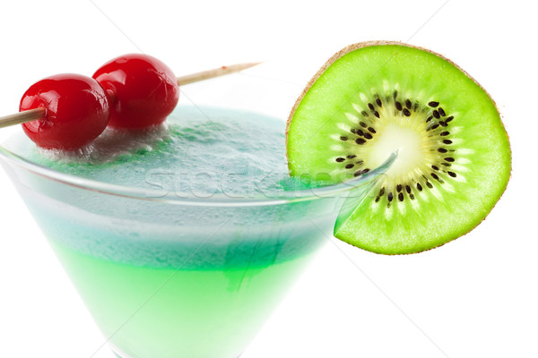 Alcohol cocktail with kiwi and cherry Stock photo © karandaev
