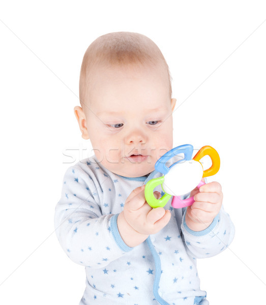 Stockfoto: Cute · baby · jongen · speelgoed · geïsoleerd