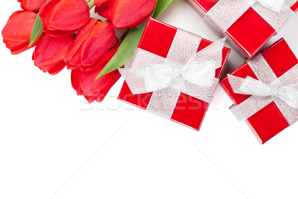 Сток-фото: свежие · красный · тюльпаны · изолированный · белый