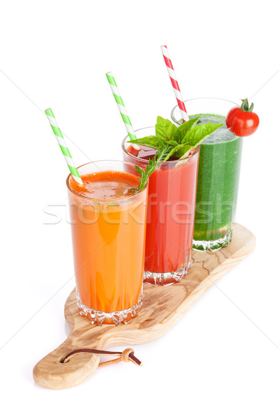 Stockfoto: Smoothie · tomaat · komkommer · wortel · geïsoleerd