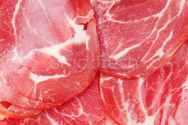 Prosciutto textuur ham macro vlees vet Stockfoto © karandaev