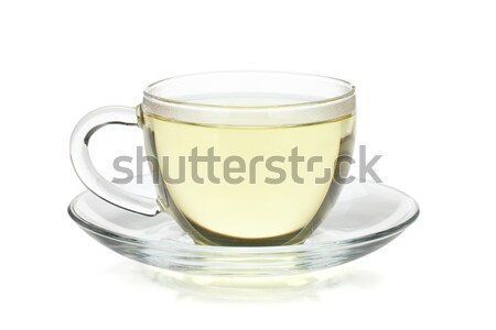 ストックフォト: 緑茶 · ガラス · カップ · 孤立した · 白 · 美
