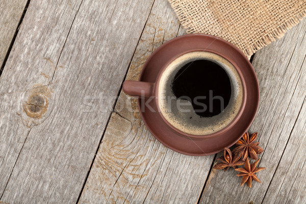 Tasse de café table en bois texture anis alimentaire [[stock_photo]] © karandaev