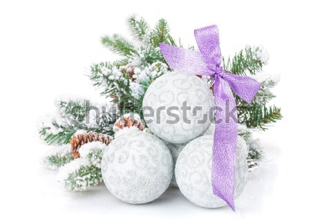 ストックフォト: クリスマス · 紫色 · リボン · 雪 · 孤立した