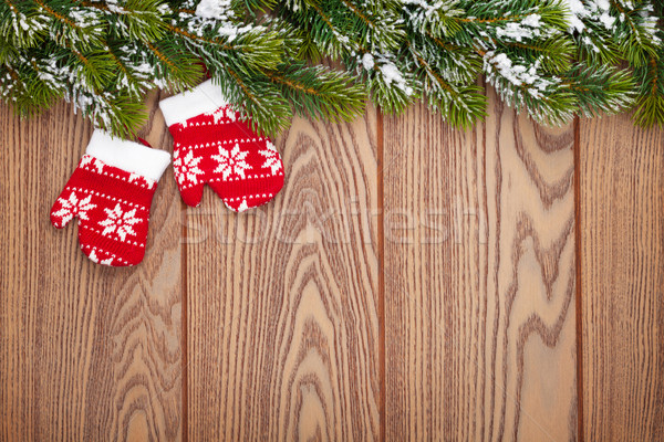 Stockfoto: Christmas · sneeuw · houten · exemplaar · ruimte