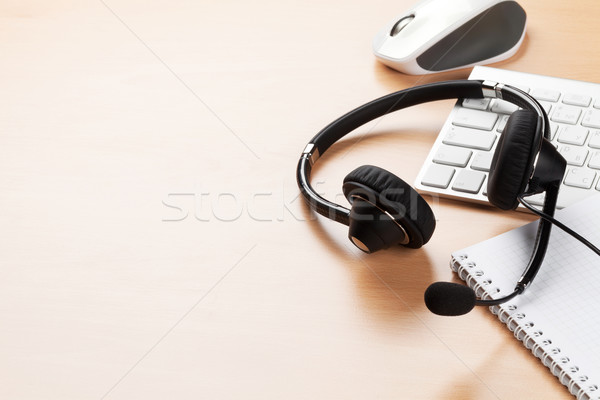 Office desk with headset. Call center support Stock photo © karandaev