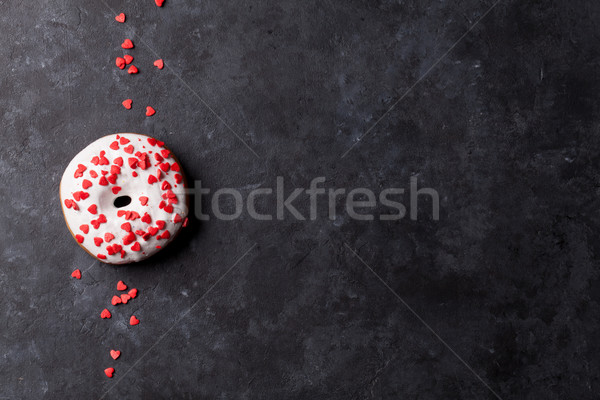 Foto stock: Rosquinha · coração · decoração · pedra · tabela