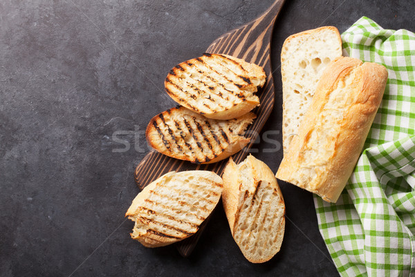 Stock foto: Toast · Brot · Stein · Tabelle · top · Ansicht