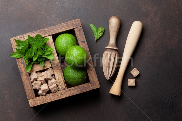 Mojito coquetel ingredientes caixa bar Foto stock © karandaev