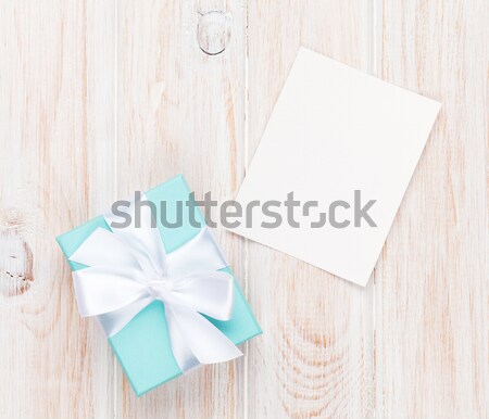 Blank valentines greeting card and red ribbon Stock photo © karandaev