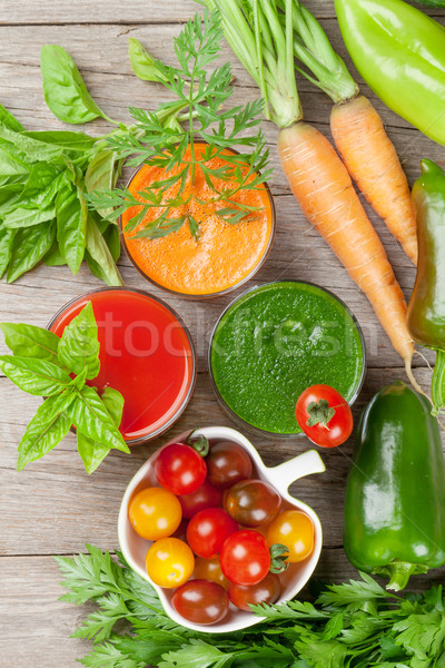 Fresh vegetable smoothie. Tomato, cucumber, carrot Stock photo © karandaev