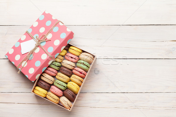 Colorful macaroons in a gift box Stock photo © karandaev