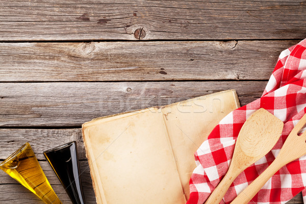 Keukentafel kookboek ingrediënten top Stockfoto © karandaev