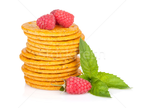 Stack of crackers with mint and berries Stock photo © karandaev