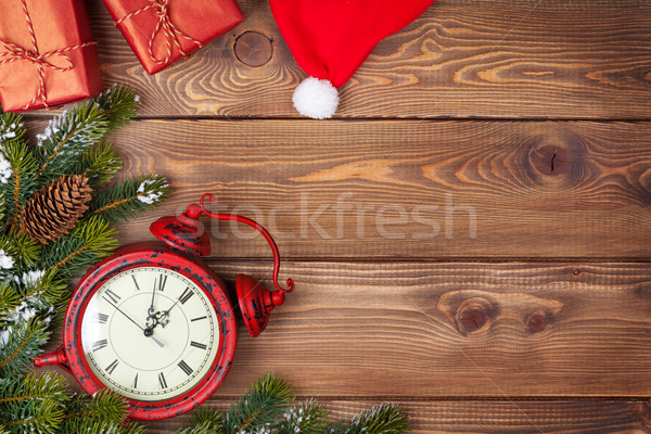 Noël horloge neige coffrets cadeaux bois [[stock_photo]] © karandaev