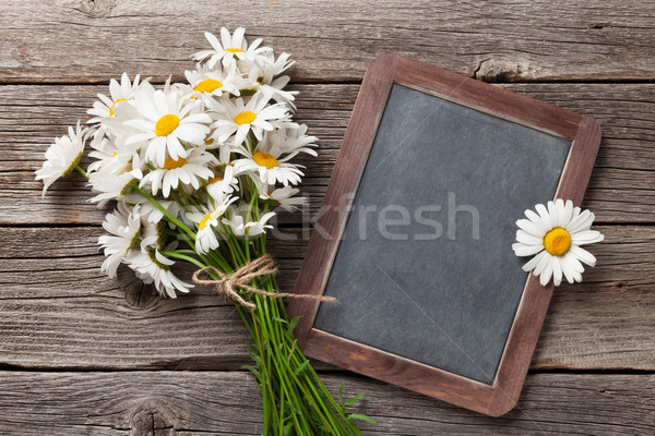 Stock photo: Blackboard for your text and chamomile