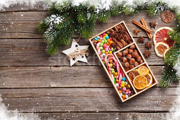 Comida de navidad decoración navidad cocina mesa superior Foto stock © karandaev