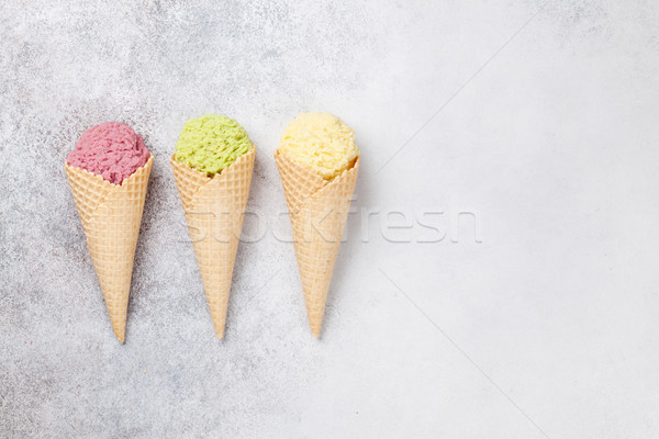 Ice cream with nuts and berries Stock photo © karandaev