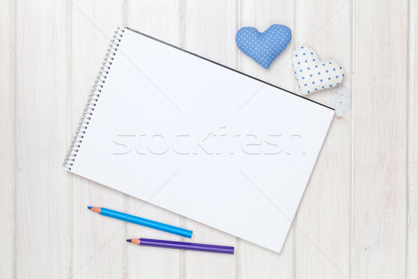 Stockfoto: Blanco · papier · potloden · valentijnsdag · hart · speelgoed