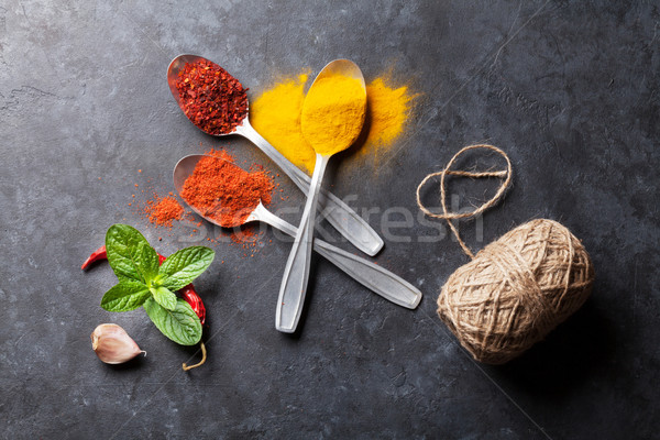 Colorful spices and herbs Stock photo © karandaev
