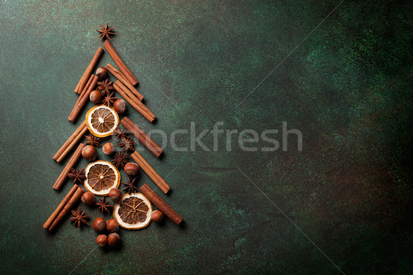 ánizs fahéj karácsony fa narancs dió Stock fotó © karandaev