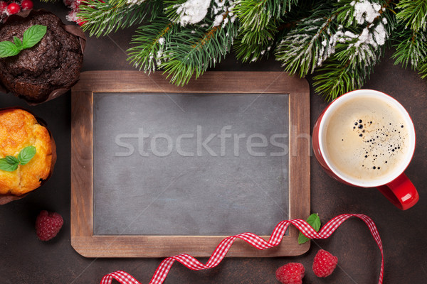Noel tebrik kartı noel ağaç kahve Stok fotoğraf © karandaev