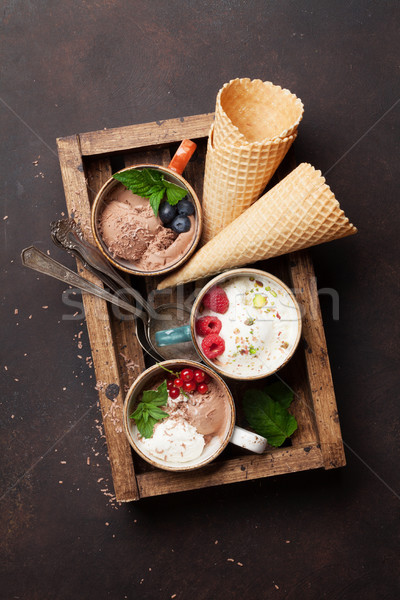 Ice cream with berries Stock photo © karandaev