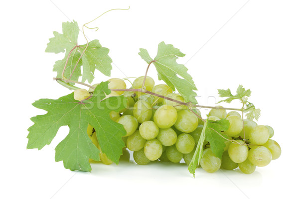 Foto stock: Branco · uvas · folhas · isolado · vinho · natureza