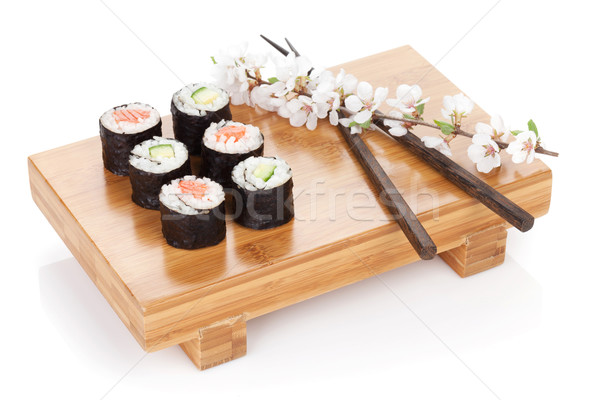 Stok fotoğraf: Sushi · maki · ayarlamak · somon · salatalık · sakura