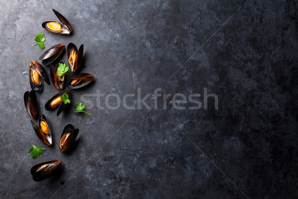 Mussels and parsley Stock photo © karandaev